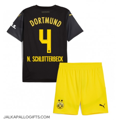 Borussia Dortmund Nico Schlotterbeck #4 Vieras Peliasu Lasten 2024-25 Lyhythihainen (+ Lyhyet housut)